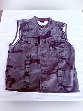 🔥 VTG Emergency Exit Camo Tactical Utility Vest M Y2K Gorpcore